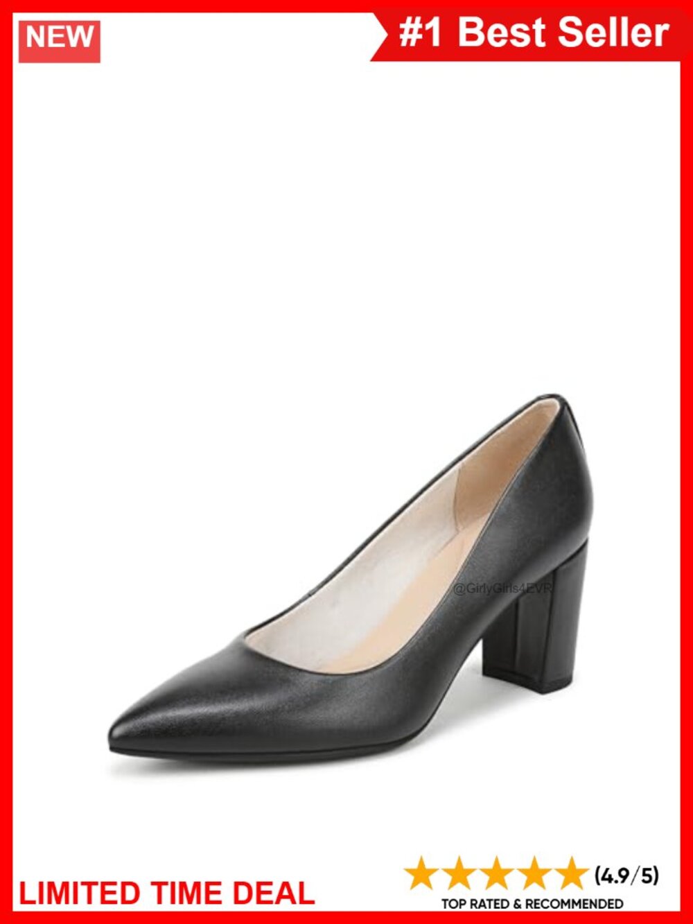 Women's Rebecca Pointed Toe Block Heel Slip-On Pump with Arch Support